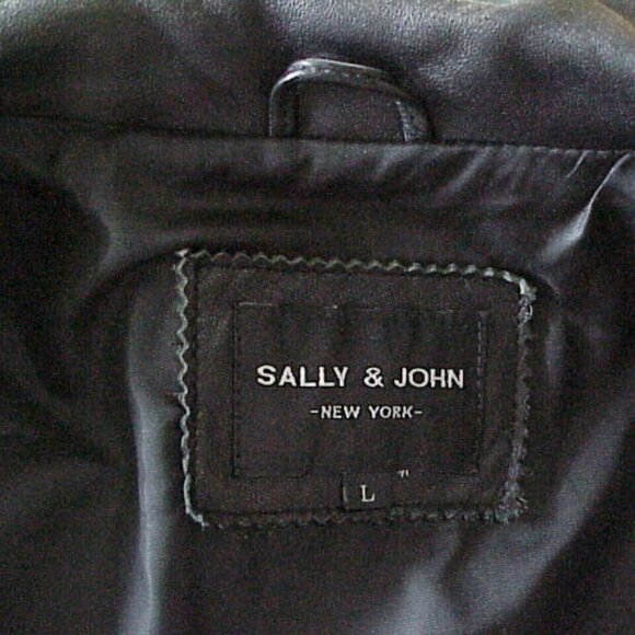 Black Leather Blazer Jacket Coat Size L/Large Men's - Sally & John New York - Picture 6 of 7